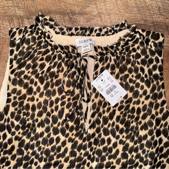 NWT J. Crew Leopard Print Tie-Neck Ruffle Tank Top - Picture 7 of 13